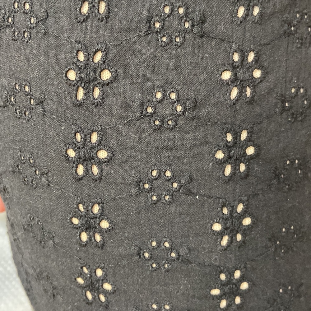 Women’s Xhilaration square and floral cut out black and cream dress. Size small - Picture 9 of 14